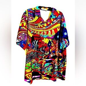 NWOT Mislook men’s Psychedelic Hippie Festival Button Down Shirt Medium